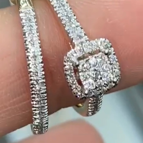 10k gold Bridal Engagement ring set SEE VIDEO REAL diamond Not cz not moissanite - Picture 3 of 11